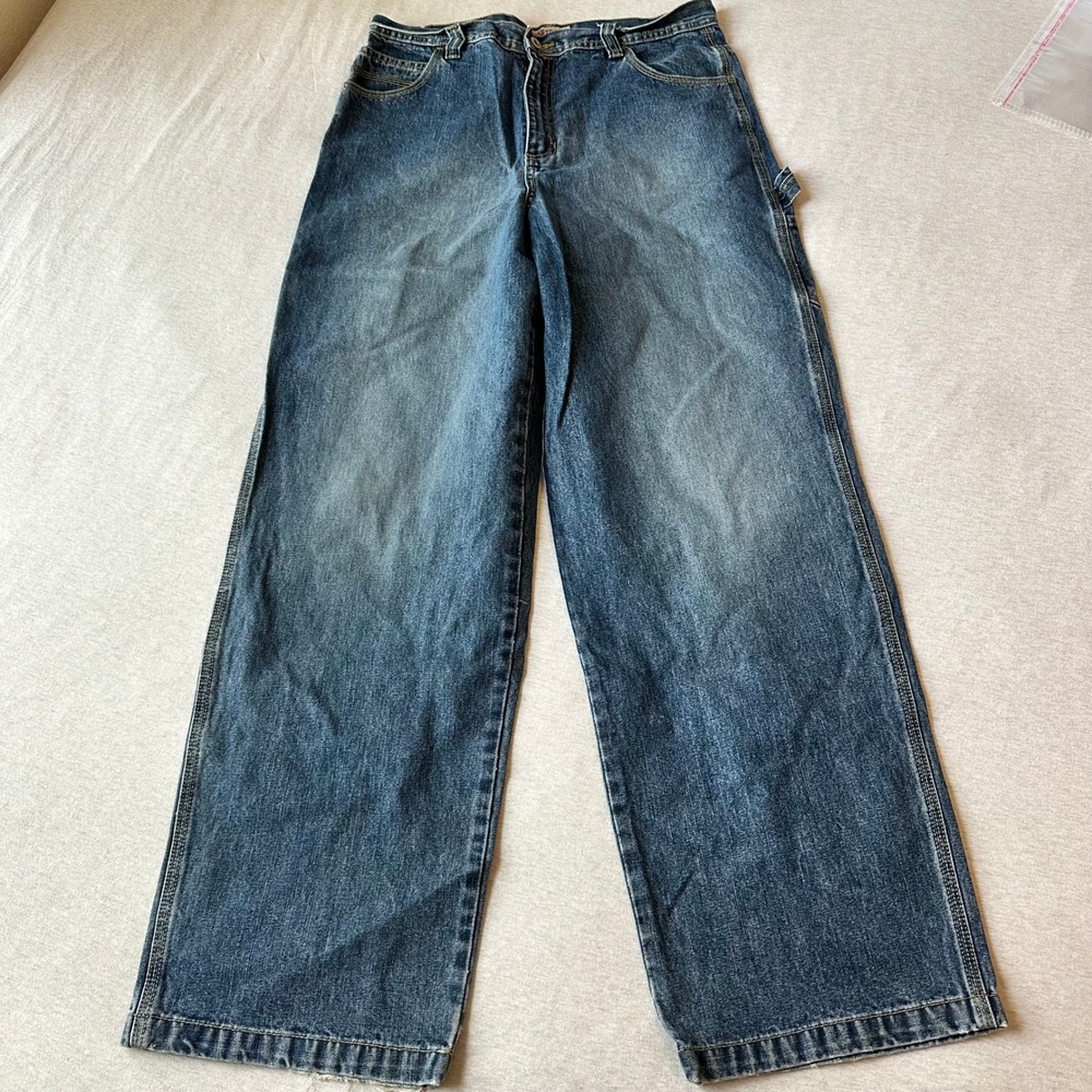Carters Watch the Wear Mens 18H Blue Denim Carpenter Jeans Wide Leg Workwear